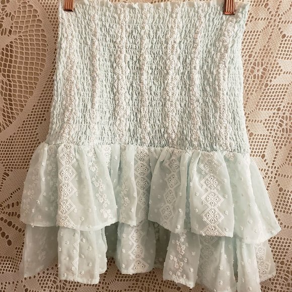 Tallulah Mint Ruffle Shabby Chic Tubetop - Picture 1 of 8
